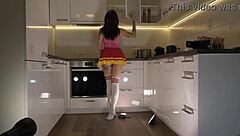 i spot hottest redhead cheerleader's see-through panties kitchen