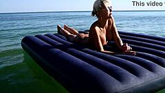 nude beach blonde big tits public nudist outdoor tease