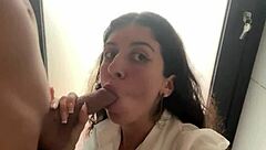 Cumwalk girl swallows load then eats pizza with facial in cafe