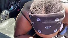 Thot Wildly Sucks Fat Black Cock Outdoors