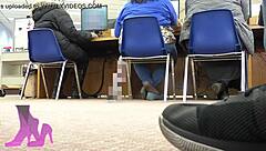 Library Candid Nylon Socks Shoeplay Tease