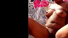 adorable ebony teases juicy shaved pussy fingering outdoors