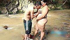 Colombian Latina Mommy Deepthroats Huge Cock Beachside