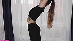 skinny teen brunette creampied tight after yoga stretch