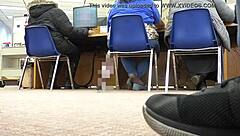 Library Candid Nylon Socks Shoeplay Tease