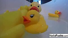 sexy nadia bathes with rubber duckies and toys 😘🛁