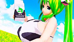 Cosplay Cow Woman Expands Belly and Breasts Wildly