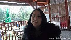 wild chubby milf flashes pussy masturbating public naughty!