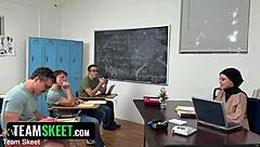 Class teams up as teacher seduces and deepthroats every student cock