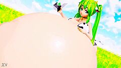 Cosplay Cow Woman Expands Belly and Breasts Wildly