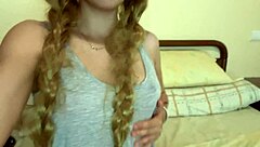 Cute princess gropes herself intensely in secluded forest cabin