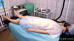 Hey doctor, why bend me over desk for rough bondage gyno exam pounding?