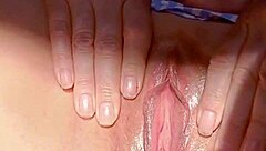 mature blonde wife fingers shaved pussy in early morning tease