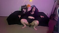 goth pawg grinds thick bbc dildo with wild bounces!