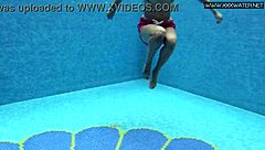 Lady Dee's Shy Czech Petite Swims Underwater in Tight Pool Shorts