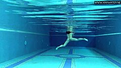 Lady Dee's Shy Czech Petite Swims Underwater in Tight Pool Shorts