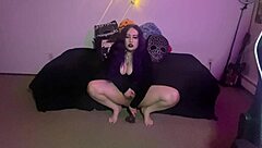 goth pawg grinds thick bbc dildo with wild bounces!