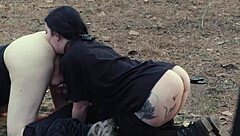 Submissive Cutie Rims Ass Gags on Rough Face Fuck at Picnic