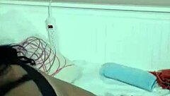Busty oriental maxine x squirts from solo dildo bed fuck