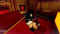 Thrusting deep into futanari babe's tight ass in Roblox fantasy