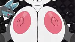 Sexy bunny Cinderace big tits blowjob titty fuck banging cum game