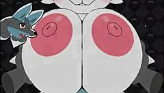 Sexy bunny Cinderace big tits blowjob titty fuck banging cum game