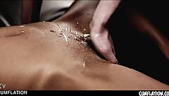 black barbie reyes cum bloated belly pussy overflowing interracial loads