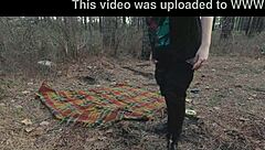Submissive Cutie Rims Ass Gags on Rough Face Fuck at Picnic