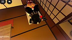 Thrusting deep into futanari babe's tight ass in Roblox fantasy