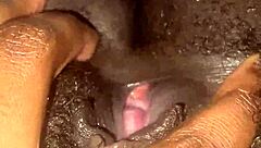 juicy ebony pussy drips wet in solo masturbation orgasm frenzy