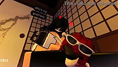 Thrusting deep into futanari babe's tight ass in Roblox fantasy