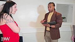 Tattooed nympho rides BBC enforcer to creampie explosion