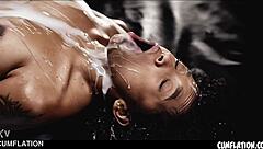 black barbie reyes cum bloated belly pussy overflowing interracial loads