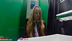 hey gloryhole student teen sucks cock deep
