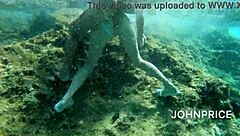 Chubby mature asian milf rides monster cock anal under ocean waves close up!