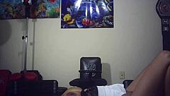 behind the scenes with glasses cam girl taking intense italian pounding machine style
