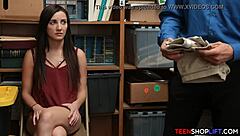 yo this teen thief with big natural tits just got busted by security on cam