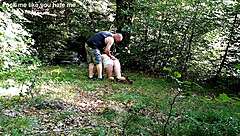 walkin my fat pig slut in park for humiliation
