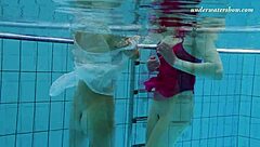 lera and sima lastova tease in sexy wet underwater play