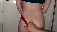 she spots him in underwear and begs to ride