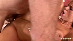 Blonde Spies Old Man Showering Gets Rough Drilled Cowgirl Facial Cumshot!