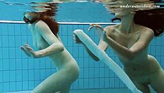 lera and sima lastova tease in sexy wet underwater play