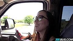 glasses amateur fucked hard on 305bus