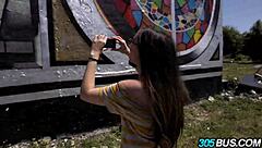 glasses amateur fucked hard on 305bus