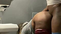 bbw milf takes big black cock backshots in bar bathroom