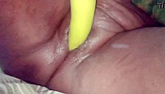 Desi bhabhi fucks brinjal toy deep in shaved wet pussy pov