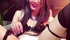 Black-Haired Ladyboy Masturbates Quietly in Public Toilet!