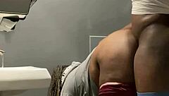 bbw milf takes big black cock backshots in bar bathroom