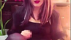 Black-Haired Ladyboy Masturbates Quietly in Public Toilet!
