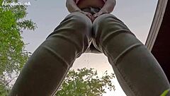 serina gomez soaks jeans wetting publicly in dutch outdoors